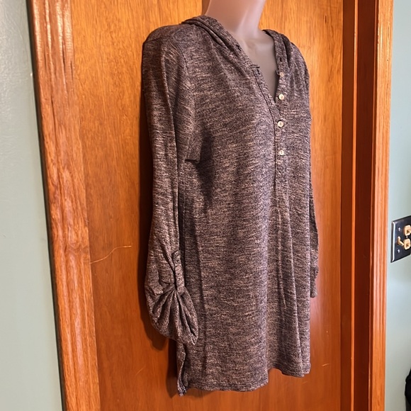 Women’s Lightweight Hooded Henley Sz L Blue - Picture 4 of 8